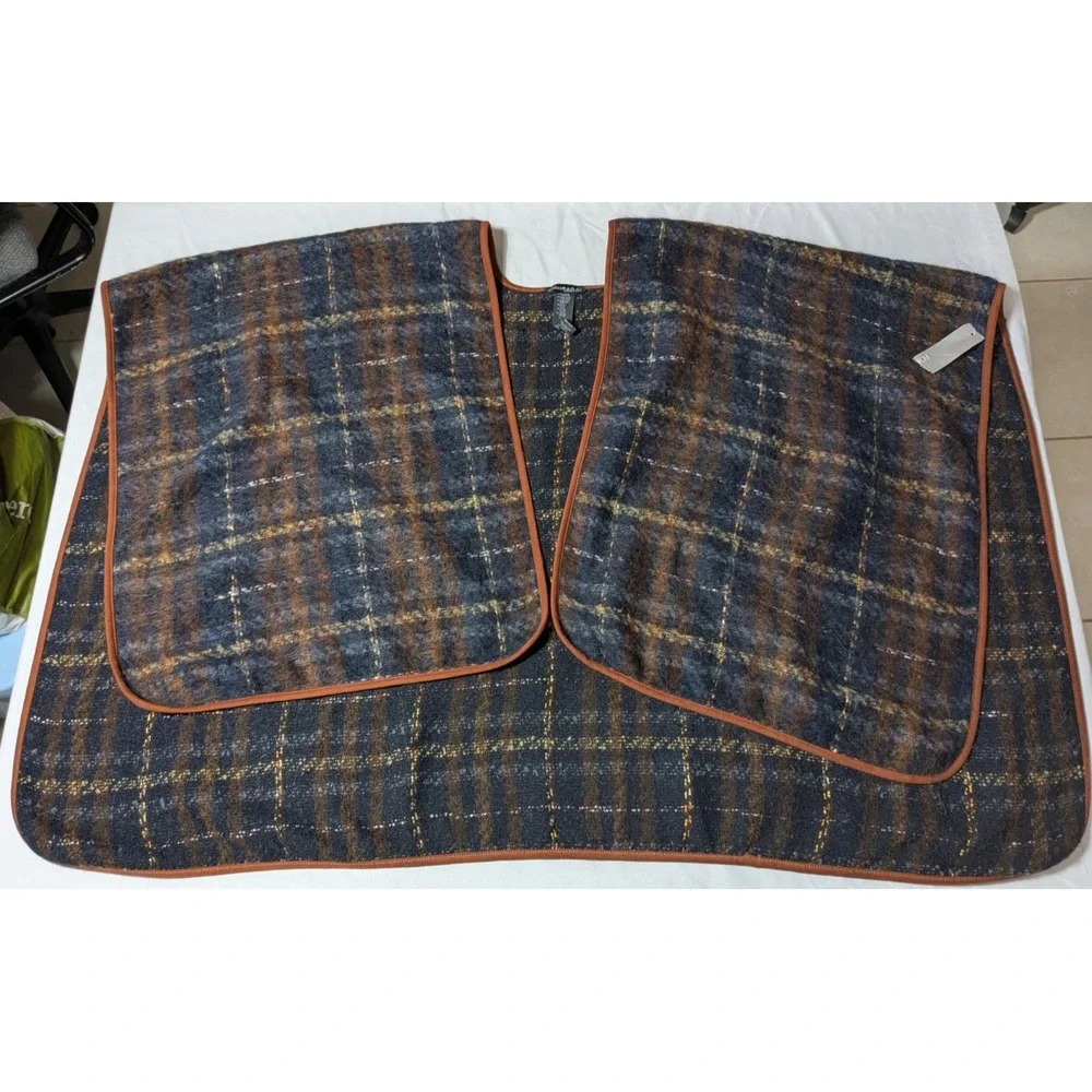 CONRAD C COLLECTION Women‎ One Size Brown Plaid ALPACA WOOL Blend Wrap NEW